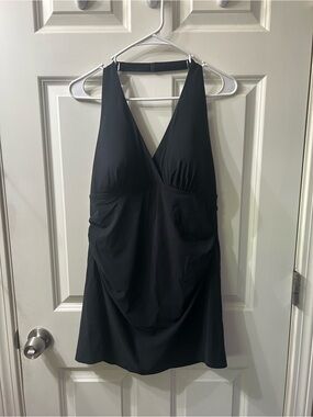 LL Bean Women's Shaping Swimwear, Clasp Halter Dress swimsuit size 14
